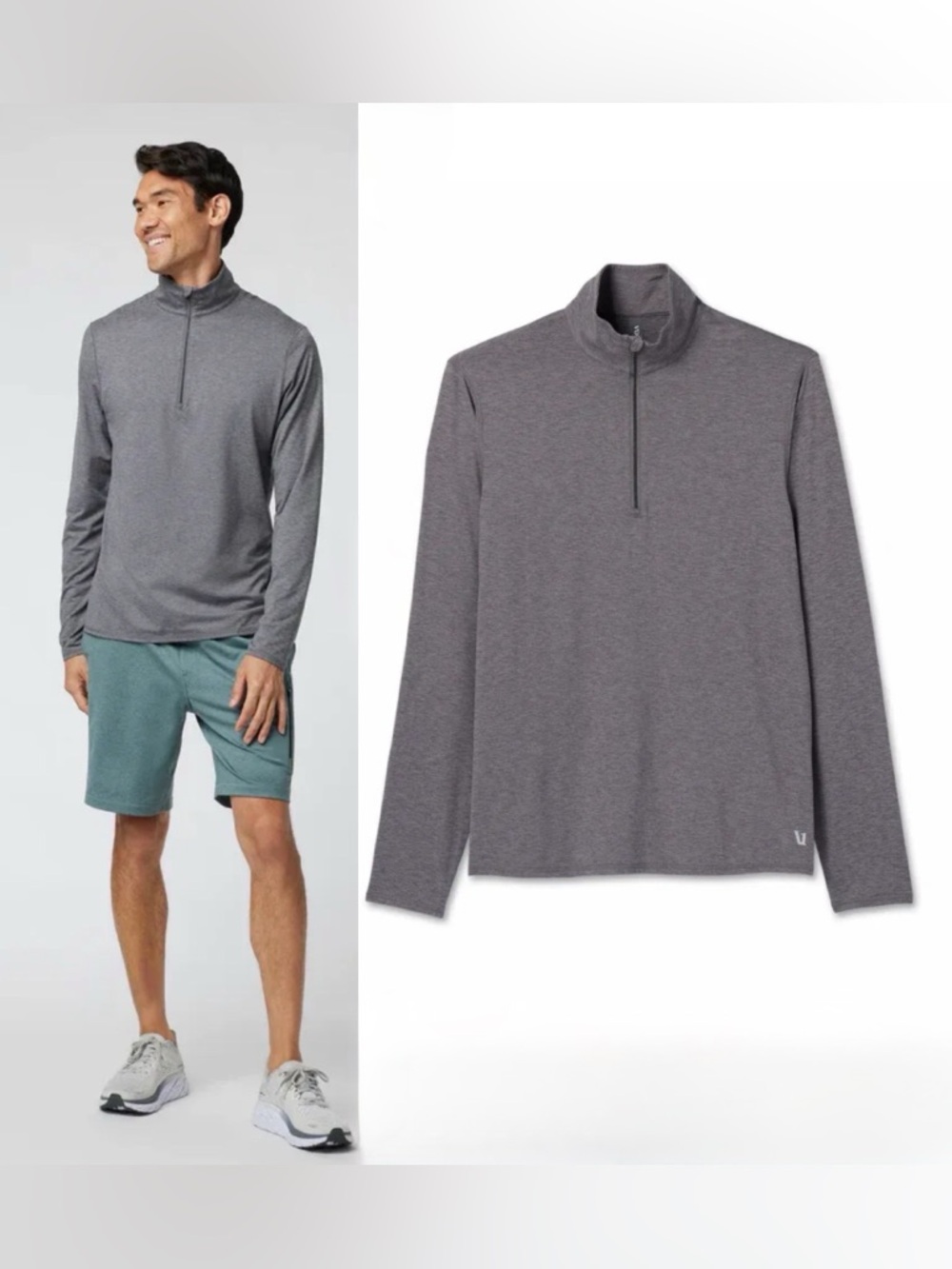 NWT Vuori Ease Performance Half Zip 2.0 Zinc Heather
